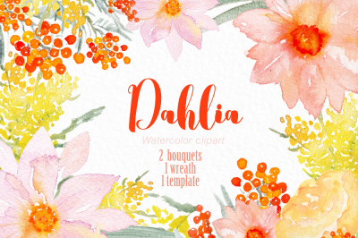 Dahlia pink  and orange clipart