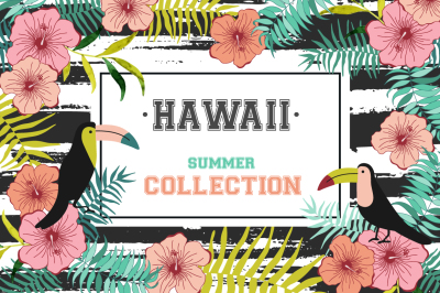 Hawaii flowers. Summer collection
