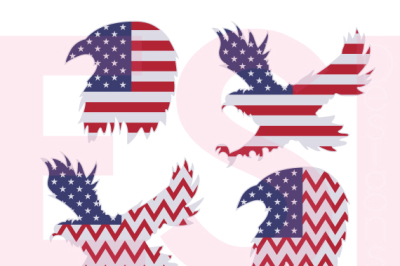 Patriotic Eagle Designs - US Flag - SVG, DXF, EPS - Cutting Files