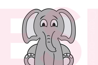 Baby Elephant Sitting - SVG, DXF, EPS - Cutting File