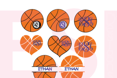 Basketball Bundle Monogram Designs - SVG, DXF, EPS - Cutting Files