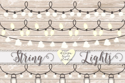 Vector Premium lights clipart, String Lights Clipart, Wedding Embellishments, Wedding Lights, Lantern Clipart, Lights