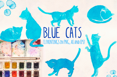 11 Cat Silhouette Graphics - Kitty Illustrator Elements - Vector Graphics Bundle!