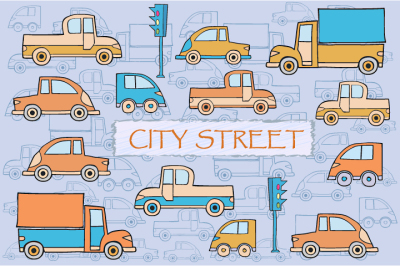 City cars and trucks