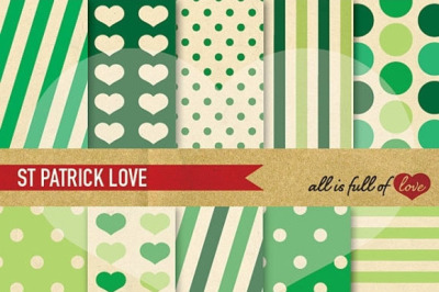St Patricks Digital Paper Kit Green Backgrounds