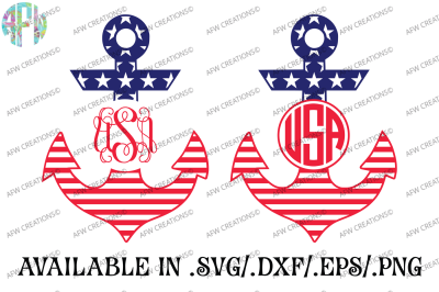 Monogram Patriotic Anchors - SVG, DXF, EPS Cut Files