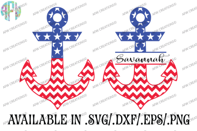 Split Patriotic Anchors - SVG, DXF, EPS Cut Files
