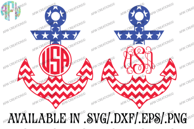 Monogram Patriotic Anchors - SVG, DXF, EPS Cut Files
