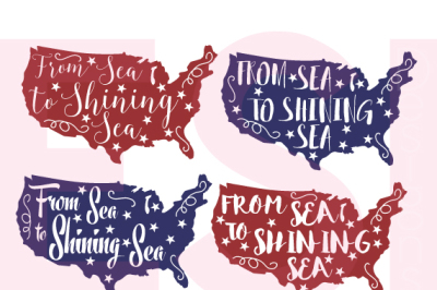From Sea to Shining Sea - Patriotic Design - SVG, DXF, EPS & PNG - Cutting Files