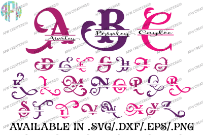 Split Elegant Letters - SVG, DXF, EPS Cut Files