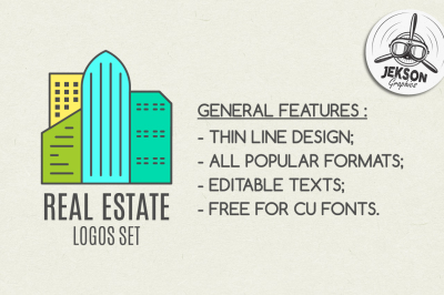 Real Estate Logo Set. LineArt