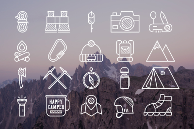 20 Mountain Explorer & Travel Icons