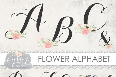 VECTOR Flower alphabet clipart