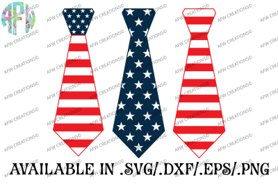 USA Patriotic Ties - SVG, DXF, EPS Cut Files