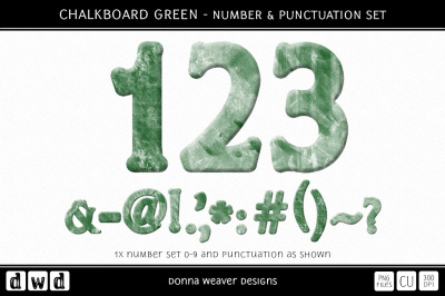 CHALKBOARD GREEN - Number and Punctuation Set