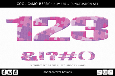 COOL CAMO BERRY - Number & Punctuation Set