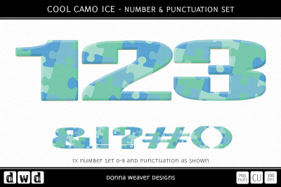 COOL CAMO ICE - Number & Punctuation Set