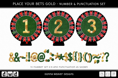 PLACE YOUR BETS GOLD - Numbers & Punctuation Set
