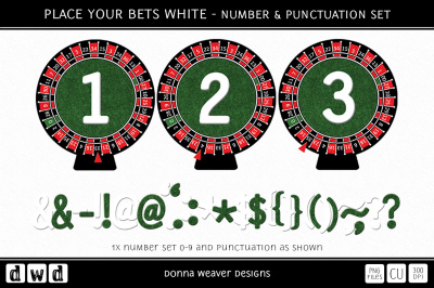 PLACE YOUR BETS WHITE - Numbers & Punctuation Set