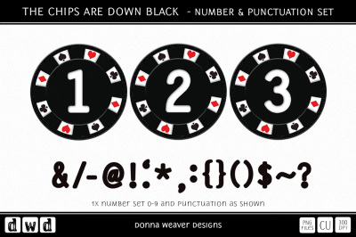THE CHIPS ARE DOWN BLACK - Number & Punctuation Set