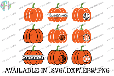 Split & Monogram Pumpkins - SVG, DXF, EPS Cut Files
