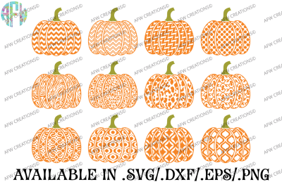 Patterned Pumpkins - SVG, DXF, EPS Cut Files