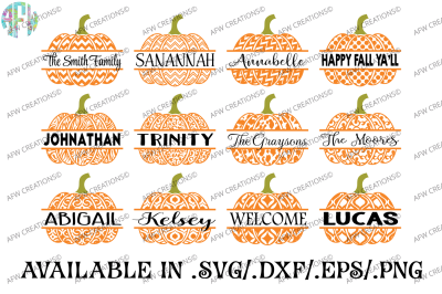 Split Pattern Pumpkins - SVG, DXF, EPS Cut Files