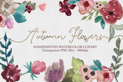 Watercolor Floral Clipart Set