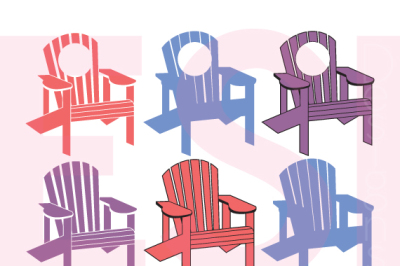 Adirondack Chair monogram Designs - SVG, DXF, PNG & EPS cutting files 