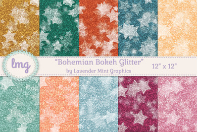 Boho Bohemian Bokeh Glitter Digital Papers