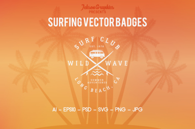 Summer Surfing Badges & Elements