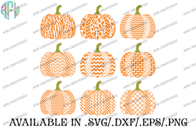 Two Pattern Pumpkins - SVG, DXF, EPS Cut Files