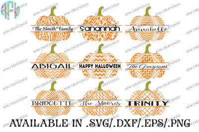 Two Pattern Split Pumpkins - SVG, DXF, EPS Cut Files