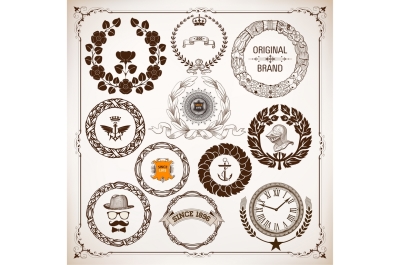 vector set of laurel wreaths isolated and design elements 