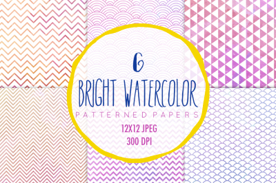 Watercolor patterns, digital paper set