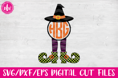 Monogram Witch Legs & Hat - SVG, DXF, EPS Cut Files