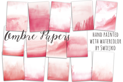 Ombre Watercolor Digital Paper, hand painted background