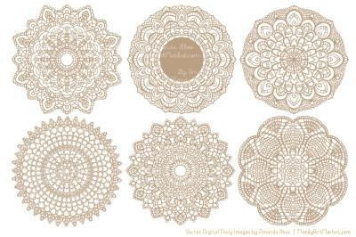 Anna Lace Round Doilies in Champagne