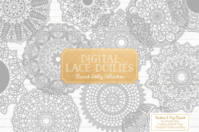 Anna Lace Round Doilies in Grey