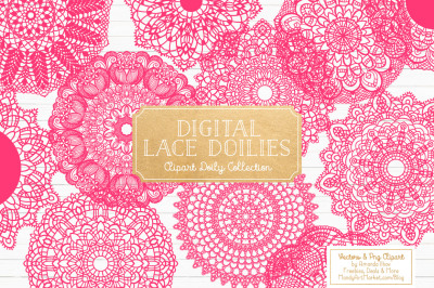 Anna Lace Round Doilies in Hot Pink