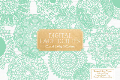 Anna Lace Round Doilies in Mint