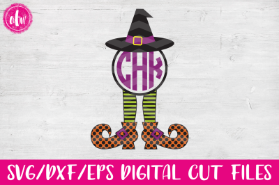 Monogram Witch Legs & Hat - SVG, DXF, EPS Cut Files
