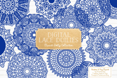 Anna Lace Round Doilies in Royal Blue