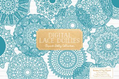 Vintage Blue Vector Lace Doilies