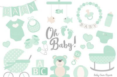 Oh Baby Clipart &amp; Vectors Set in Mint
