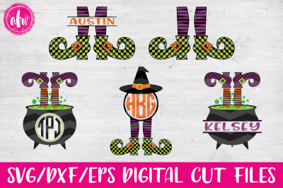 Split & Monogram Witch Legs Bundle - SVG, DXF, EPS Cut Files