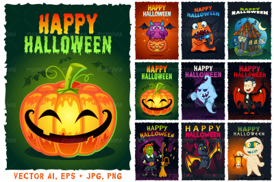 Happy Halloween Illustrations Set