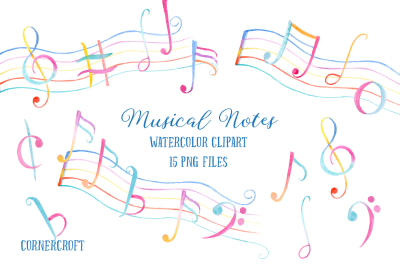 Watercolor Clipart Musical Notes