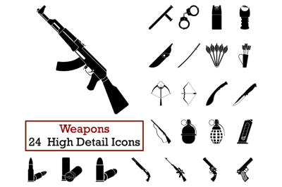 Set of 24 Weapon Icons 