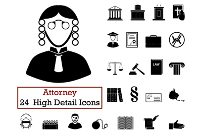 Set of 24 Attorney Icons